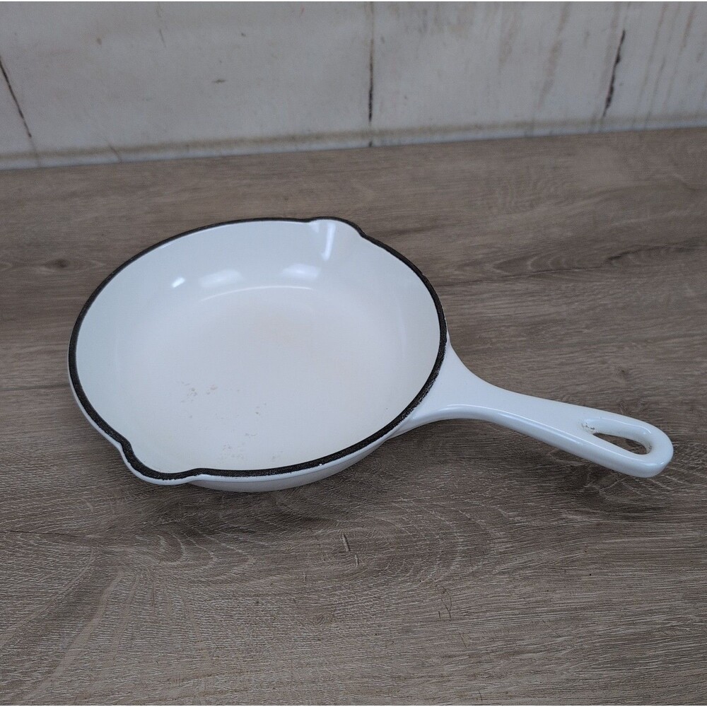 Le Creuset #20 Cast Iron Enameled 7 1/2" Skillet Frying Pan White France